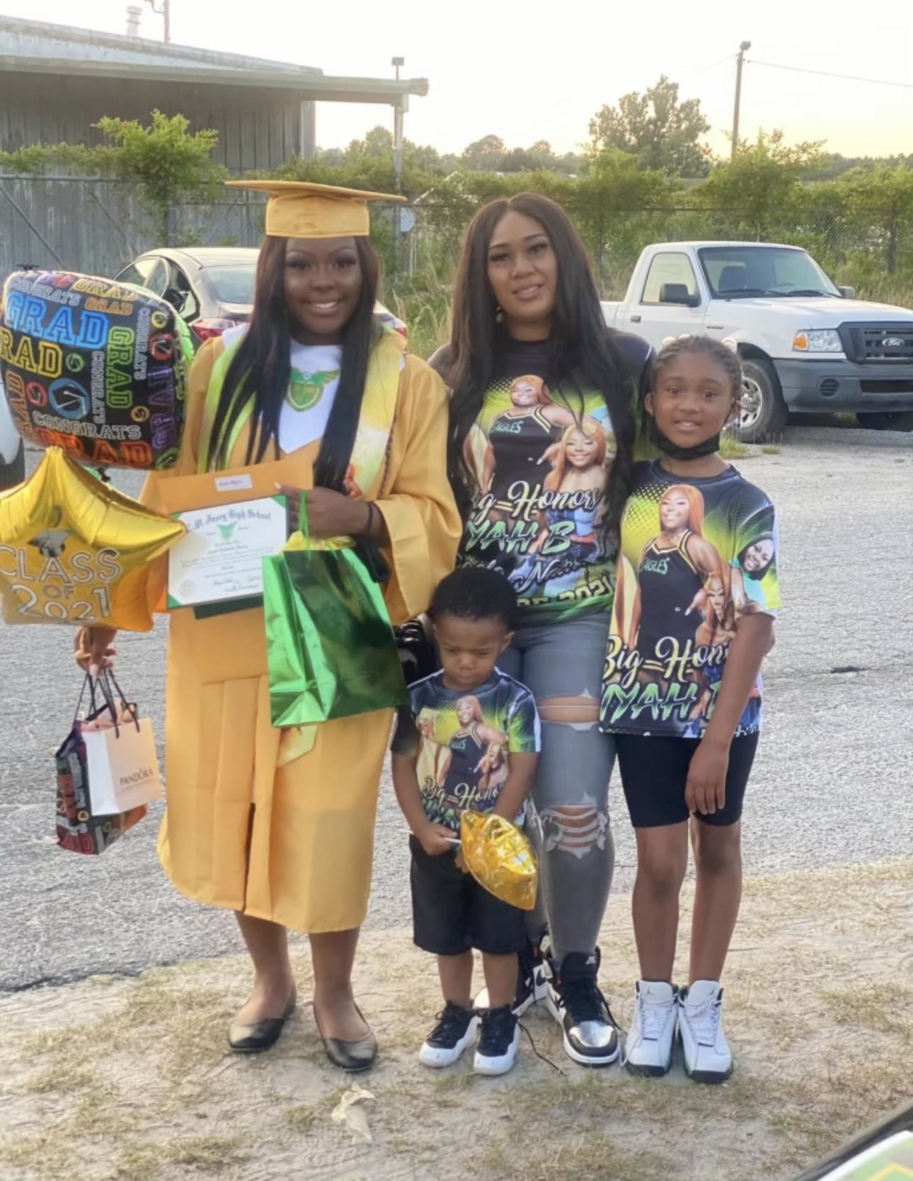 Laura Green with her family celebrating a graduation